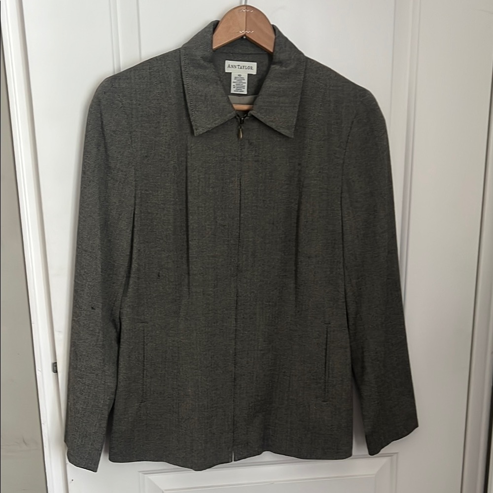 Ann Taylor Gray Tailored Blazer with Textured Fabric